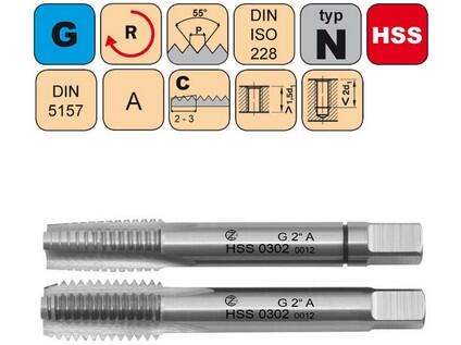 Sadový závitník G1/2" I+III SADA A HSS DIN 5157 - 0302 - CZZ0302-G1/2"-SD-A