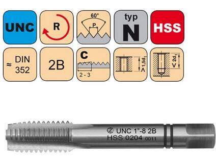 Sadový závitník UNC No.8-32 II 2B HSS DIN 352 - 0204 - CZZ0204-UNC-8-32-II-2B