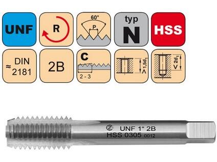 Sadový závitník UNF 5/16"-24 III 2B HSS DIN 2181 - 0305 - CZZ0305-UNF-5/16"-24-III-2B