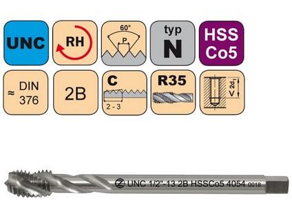 Závitník strojní UNC 7/16"-14 2B HSSCo5 DIN 376 RSP35 - 4054 - CZZ4054-UNC-7/16"-14-2B