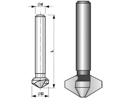 Kuželový záhlubník tříbřitý 120° D6,3mm HSSE - BU890-063