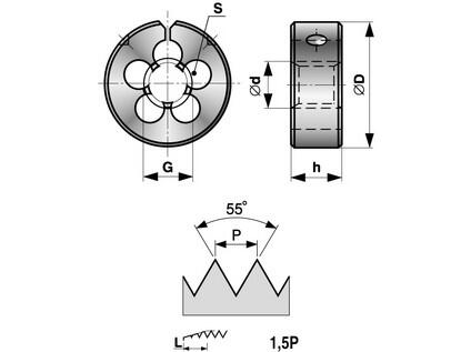 Závitová čelist G1/8"x28z HSS A stavitelná 1 5/16"(33,4mm) BS-112 - BU442-180C