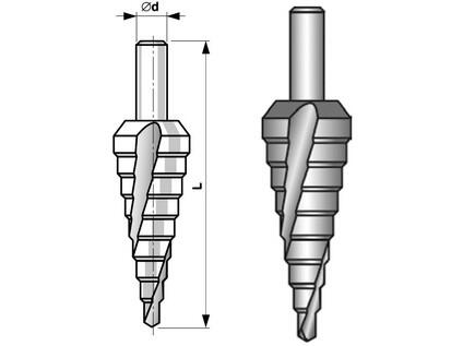 Stupňovitý vrták PG4  HSSE  6;9;12,5;15,2;18,6;20,4;22,5;28,3;30, - BU695-040