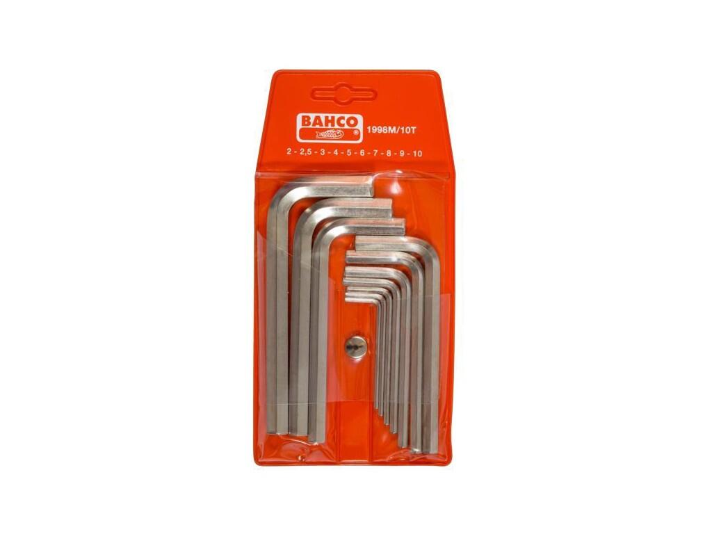 Sada klíčů zástrčných zahnutých poniklovaných 10-dílná (2-10mm) 380g b1 - BA-1998M/10T