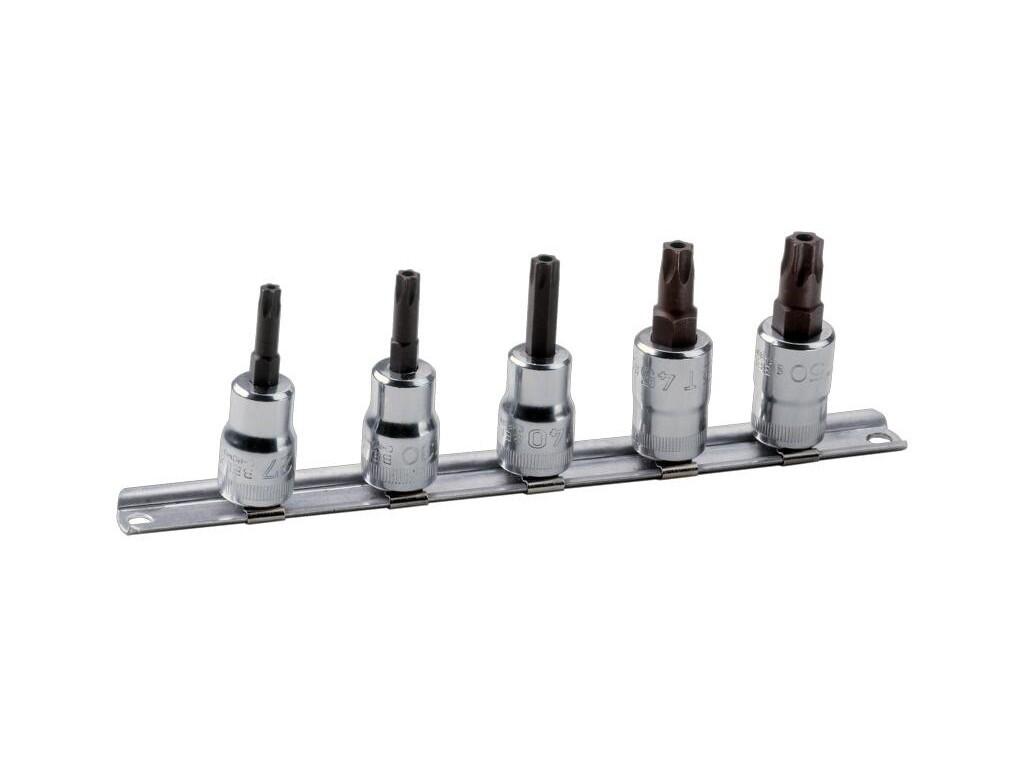 Sada zástrčných hlavic 3/8" na liště 5-dílná TRX s otvorem - BA-7409TORX-TRR/S5