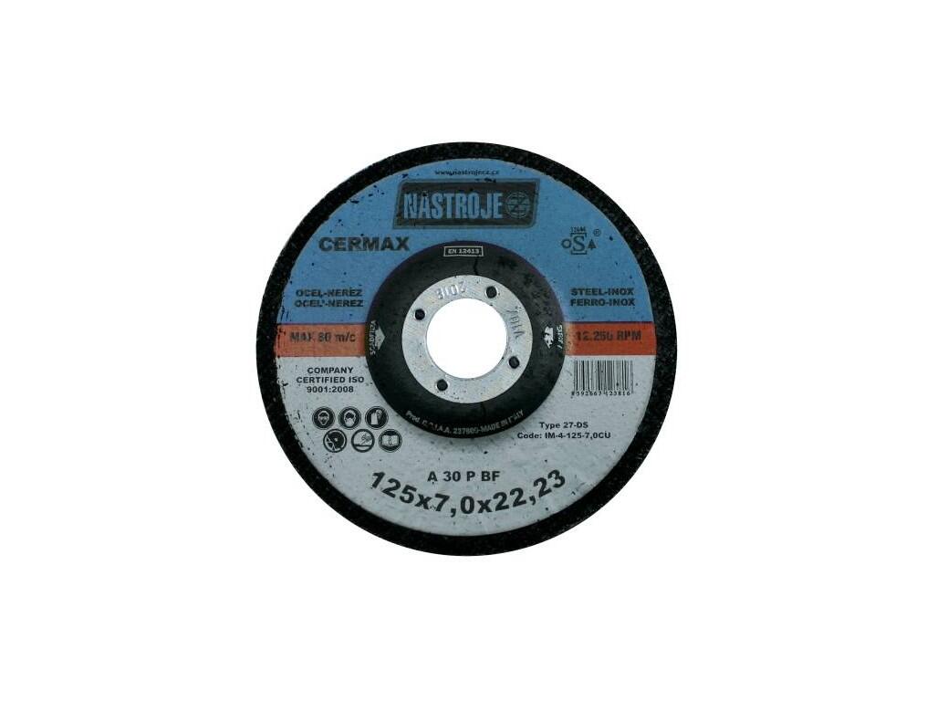 Kotouč brusný 125x7x22 na ocel a nerez A30PBF CerMax - certifikát OSA - IM-4-125-7,0CU