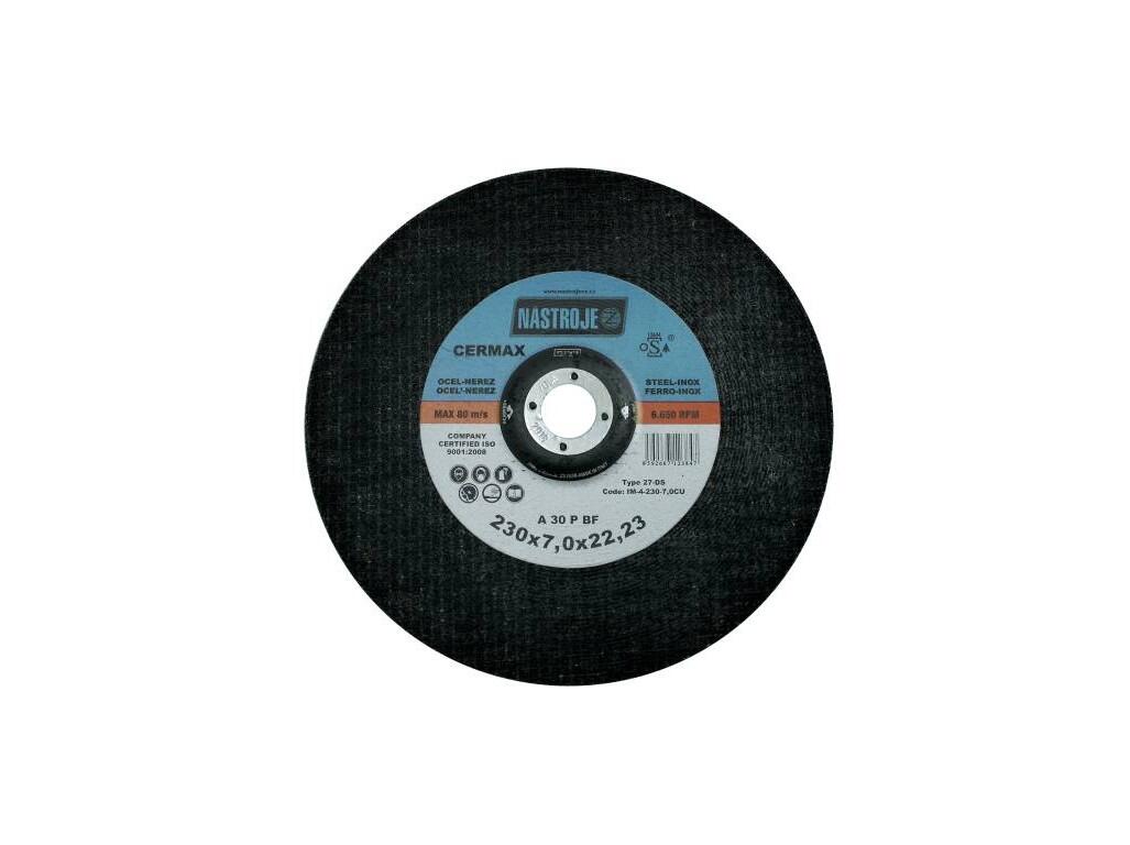 Kotouč brusný 230x7x22 na ocel a nerez A30PBF CerMax - certifikát OSA - IM-4-230-7,0CU