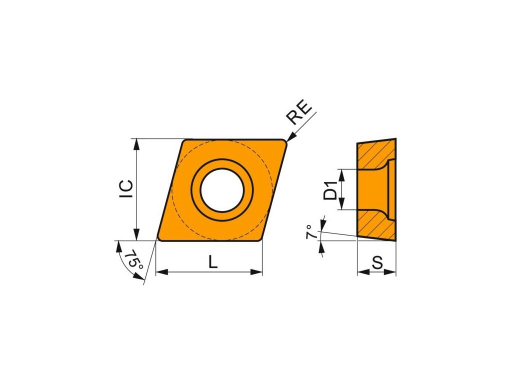 Soustružnické VBD pozitivní 80028405 / 7168570 ECGT A2 -S- PRAMET - PM-ECGT-060202E-SF3-H07