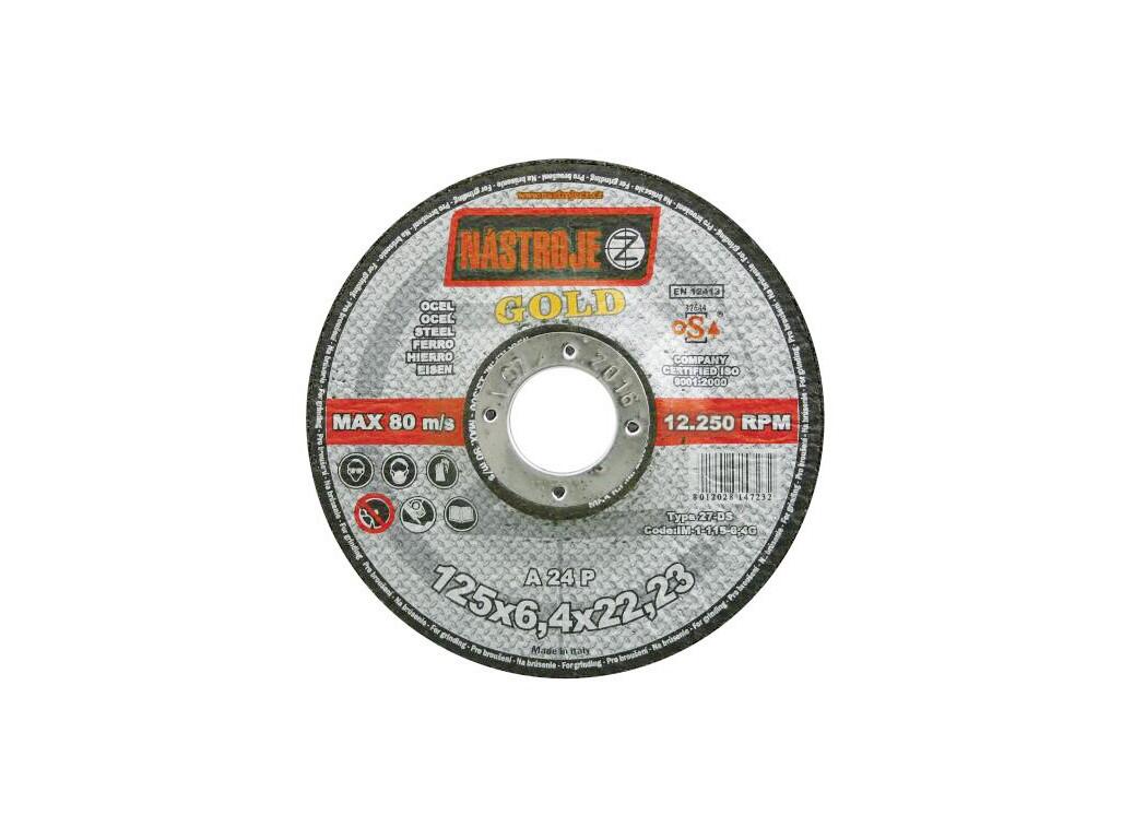 Kotouč brusný gold 125x6,4x22 na ocel - certifikát OSA - IM-1-125-6,4G