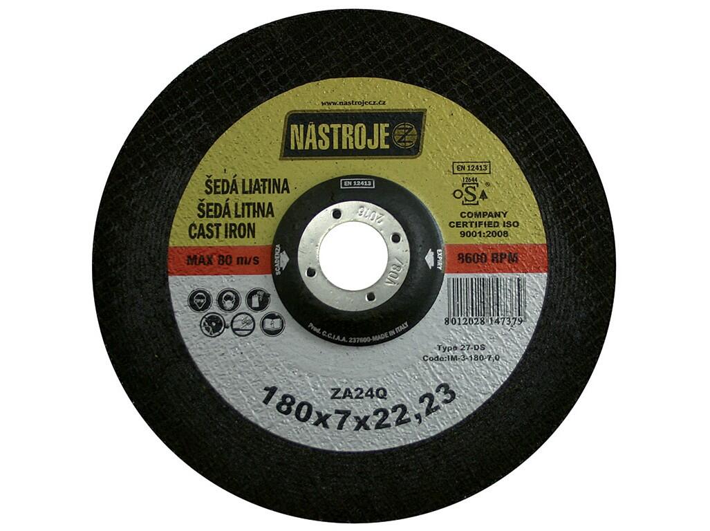 Kotouč brusný zirconium 180x7,0x22 na litinu - certifikát OSA - IM-3-180-7,0