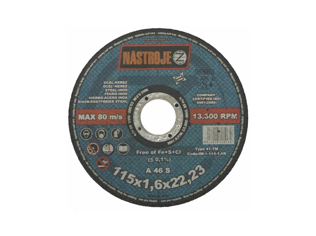 Kotouč řezný 115x1,6x22 na ocel a nerez - certifikát OSA - IM-1-115-1,6R