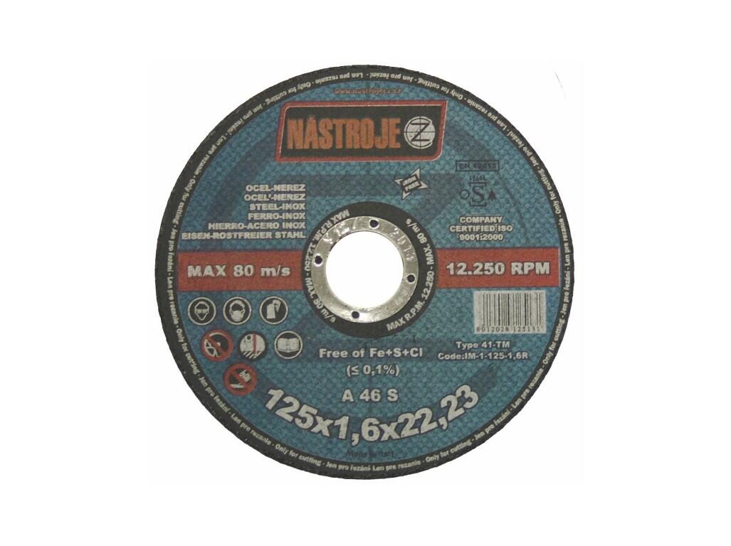 Kotouč řezný 125x1,6x22 na ocel a nerez - certifikát OSA - IM-1-125-1,6R