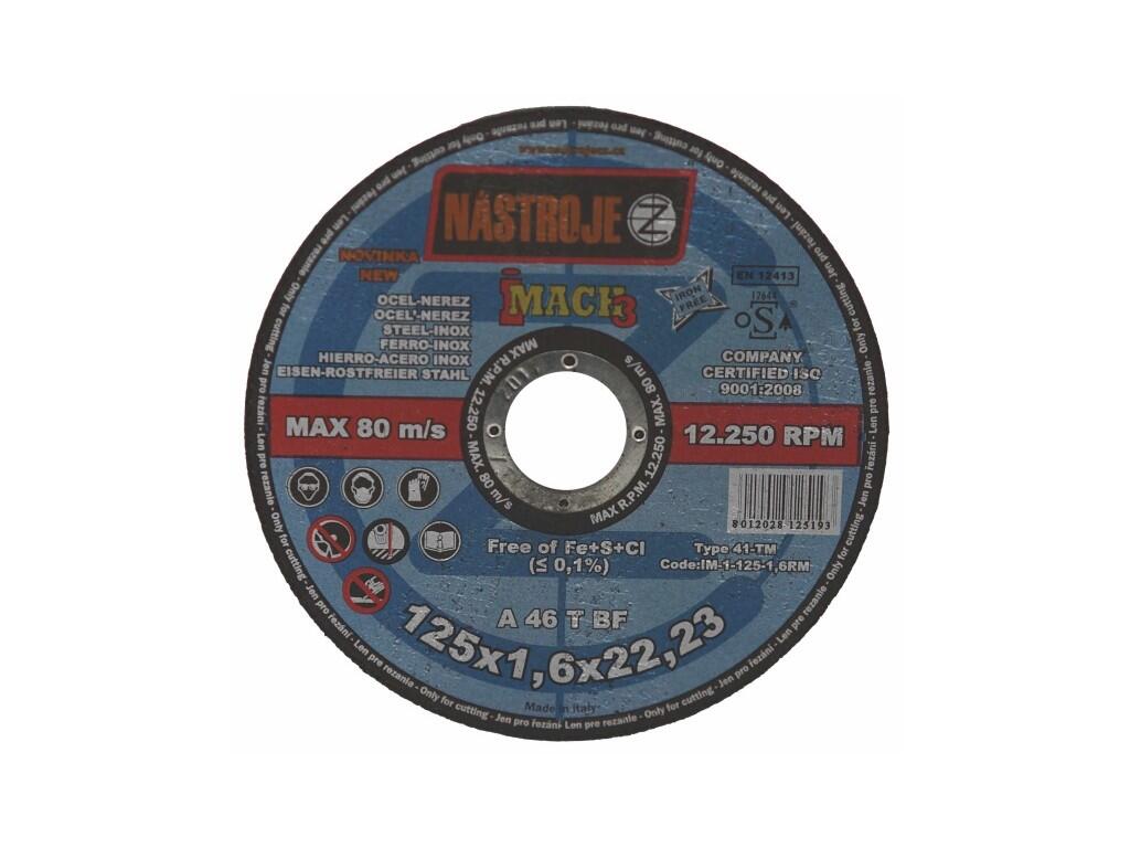 Kotouč řezný 125x1,6x22 iMACH3 na ocel a nerez - certifikát OSA - IM-1-125-1,6RM