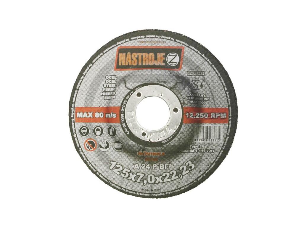 Kotouč brusný talířový 125x7,0x22 A24 P Type 28 na ocel - certifikát OSA - IM-1-125-7,0T
