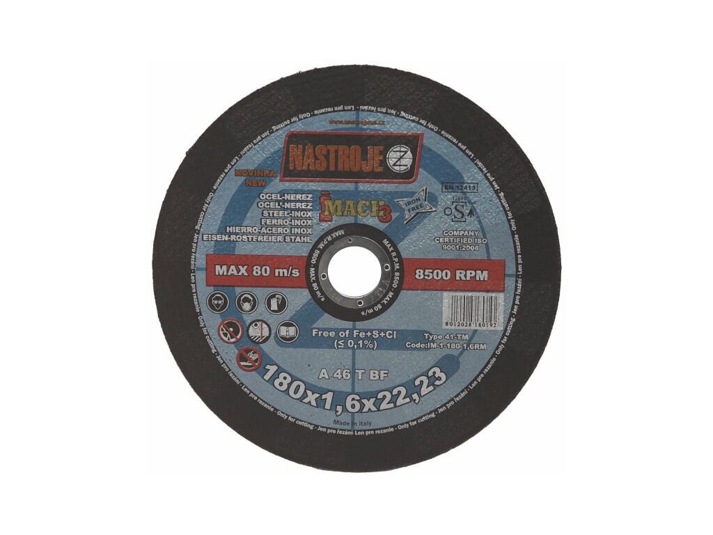 Kotouč řezný 180x1,6x22 iMACH3 na ocel a nerez - certifikát OSA - IM-1-180-1,6RM