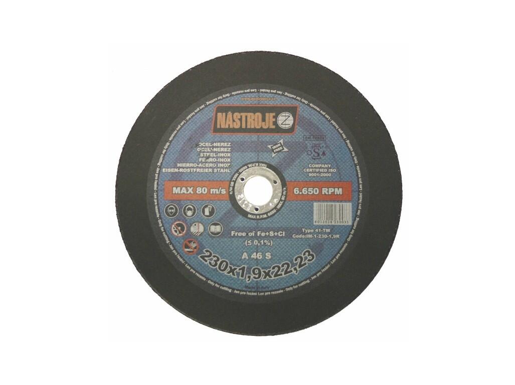 Kotouč řezný 230x1,9x22 na ocel a nerez - certifikát OSA - IM-1-230-1,9R