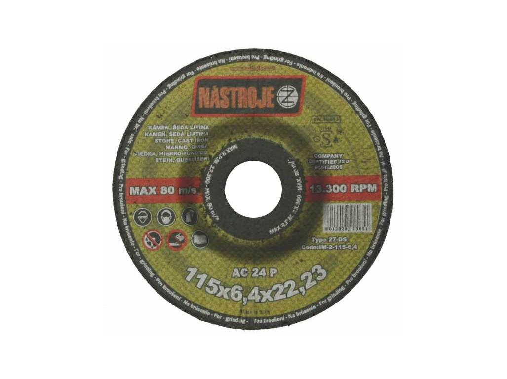 Kotouč brusný 115x6,4x22 na kámen a litinu C24P - certifikát OSA - IM-2-115-6,4