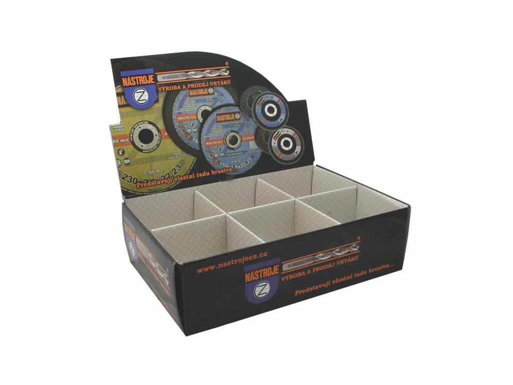 Prodejní box na brusivo prázdný, na 6 typů kotoučů 115 nebo 125mm - IM-BOX