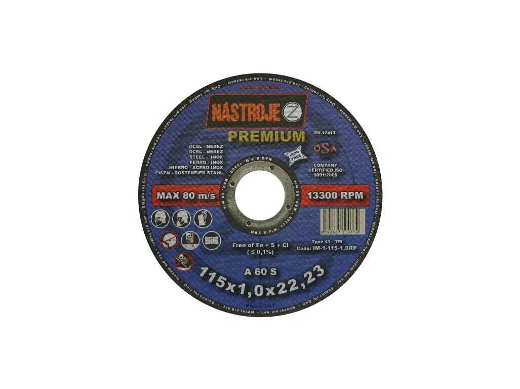Kotouč řezný 115x1,0x22 na ocel a nerez  PREMIUM - certifikát OSA - IM-1-115-1,0RP