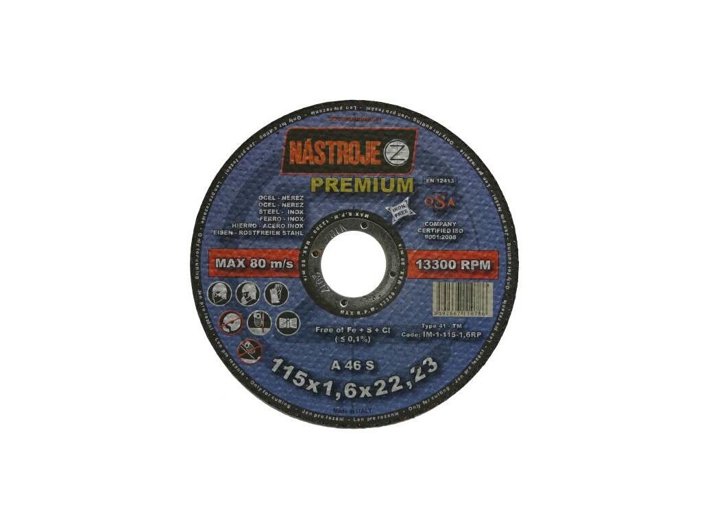 Kotouč řezný 115x1,6x22 na ocel a nerez  PREMIUM - certifikát OSA - IM-1-115-1,6RP