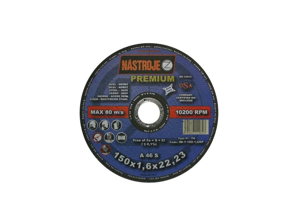 Kotouč řezný 150x1,6x22 na ocel a nerez PREMIUM - certifikát OSA - IM-1-150-1,6RP