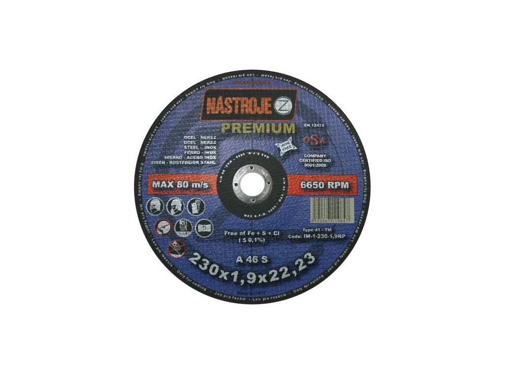 Kotouč řezný 230x1,9x22 na ocel a nerez  PREMIUM - certifikát OSA - IM-1-230-1,9RP