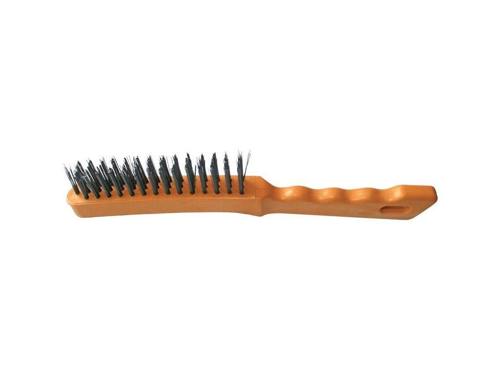 Kartáč ocelový, 3 řady, plastová rukojeť GD - TM-340508