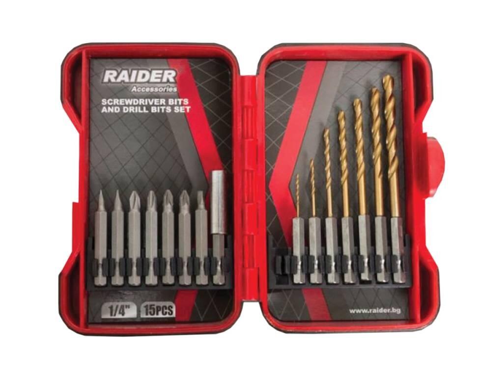 Sada bitů & vrtáků 1/4" 15 ks RAIDER - TM-157795