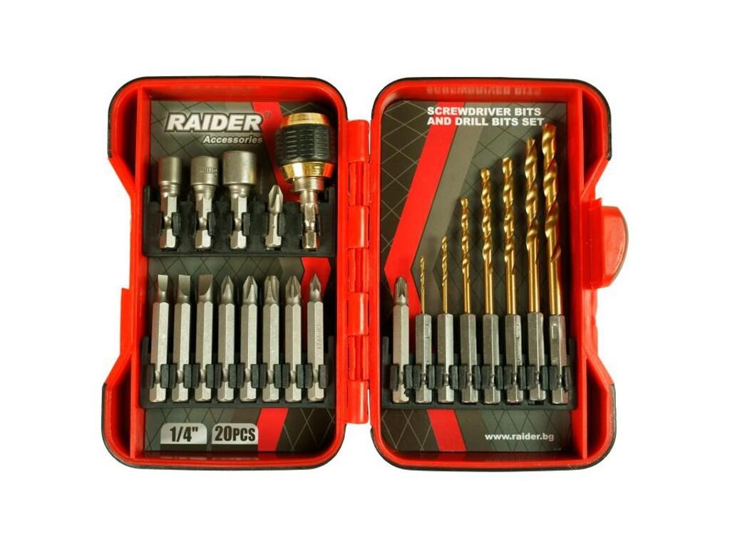 Sada bitů a vrtáků 1/4" 20-dílná RAIDER - TM-157797
