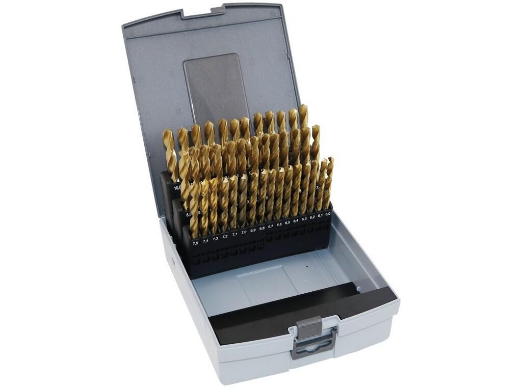 Sada vrtáků 41-ti dílná 6,00-10,00x0,1mm DIN 338RNHSSTiN Lesklá, plast - SV338RNHSSTIN-41P