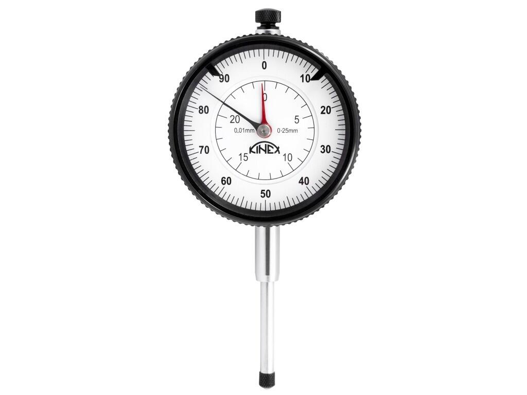 Úchylkoměr číselníkový ČSN EN ISO 46325 (ČSN 25 1811, 25 1816) 0-25 mm 0,01 mm KINEX - KI1155-02-025