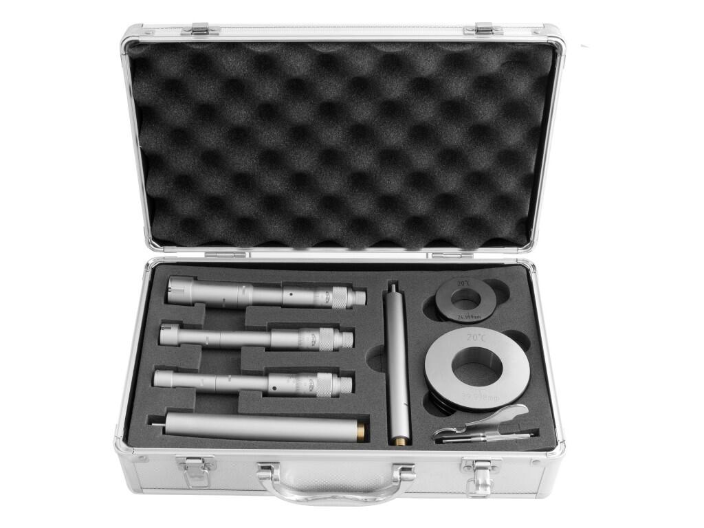 Mikrometr třídotekový-sada DIN 863, NOVÝ MODEL V HLINÍKOVÉM KUFRU 0,004 mm 20-40 mm KINEX - KI7089-03-040
