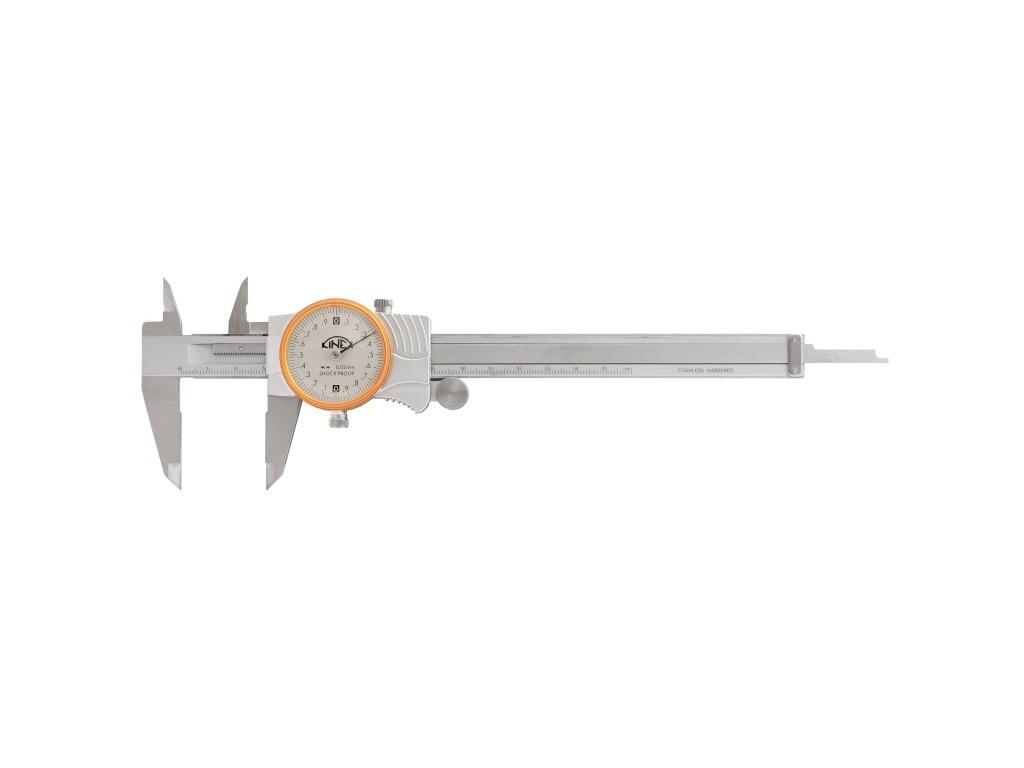 Posuvné měřítko s číselníkovým úchylkoměrem ANTISCHOCK (nárazuvzdorné provedení) ČSN 25 1235, DIN 862 0,02 mm 200/45 mm KINEX - KI6013-02-200