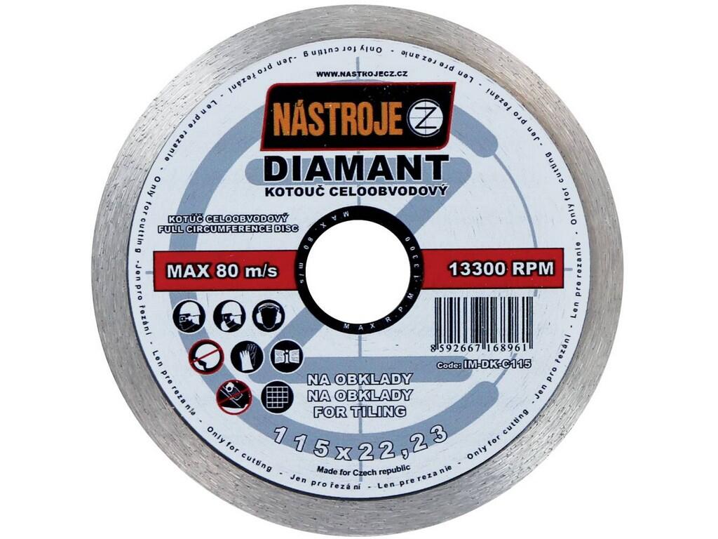 Kotouč diamantový celoobvodový 115x1,6x22mm, na obklady - IM-DK-C115