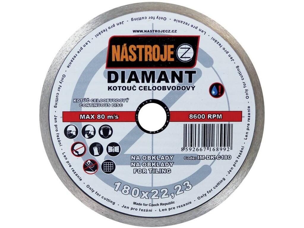 Kotouč diamantový celoobvodový 180x1,6x22mm, na obklady - IM-DK-C180