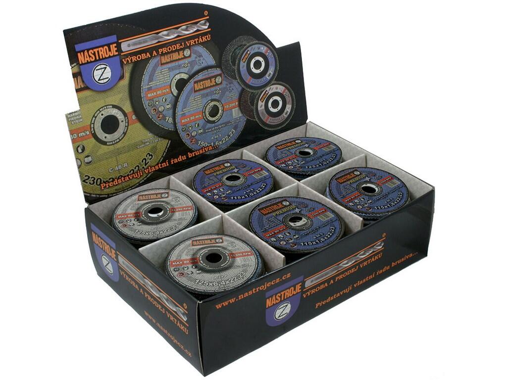 Prodejný box Economy 115 a 125mm síla 1;1,6;6,4mm ocel a nerez 250ks - IM-BOX-10
