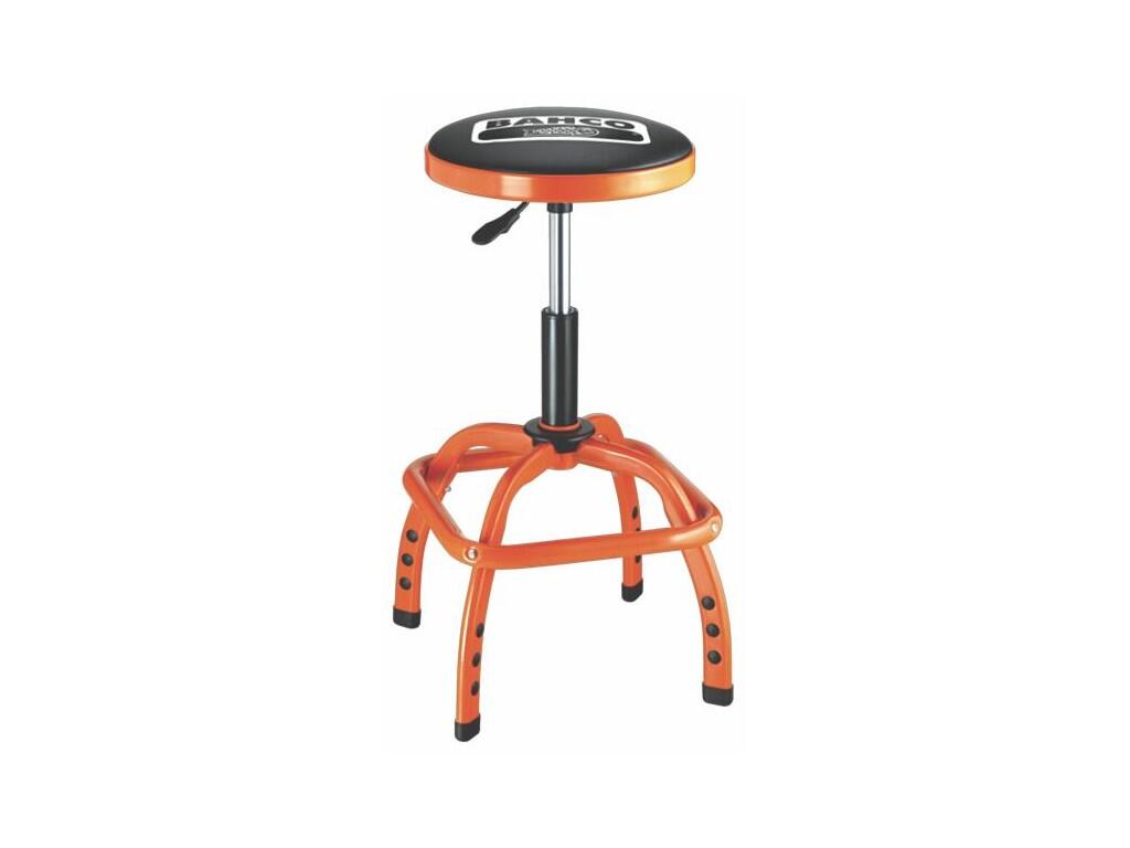 Židle dílenská otočná, stavitelná, odpružená, výška 635-755mm, nožní opěrka, nosnost 136kg, hmotnost 6kg - BA-BLE305