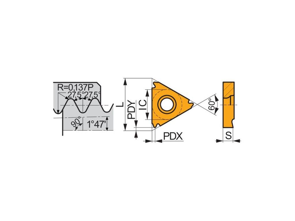 Soustružnické VBD závitové + zapichovací 80022263 / 6755506 TN BSPT INT C3 -S- PRAMET - PM-TN-16NR140BSPT-T8030