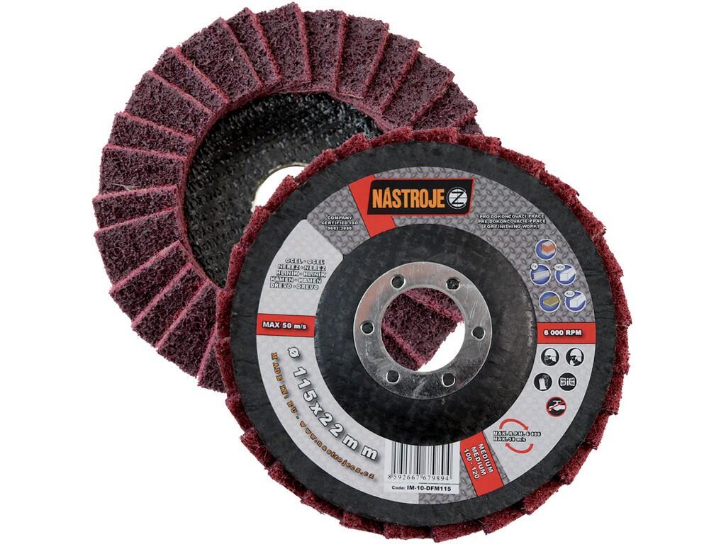 Kotouč leštící fíbrový 125x22 na ocel, nerez, plast, kámen, dřevo, hliník - střední, zr.100-120 červený - IM-10-DFM125
