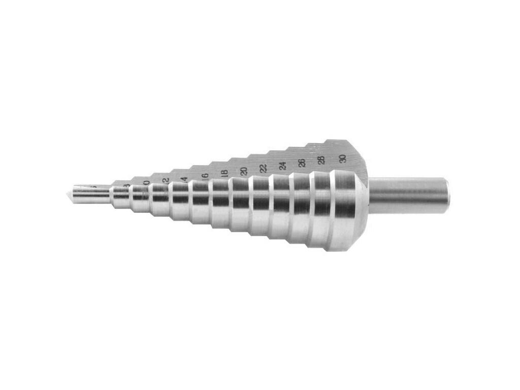 Stupňovitý vrták 6/30  HSSE 6-8-10-12-14-16-18-20-22-24-26-28-30mm - na blistru - BUB691-020