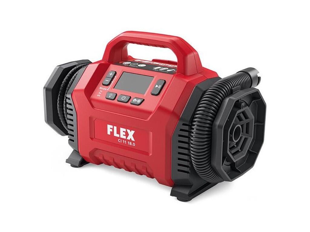 CI 11 18.0 Aku-kompresor, max.tlak 11barů, průtok vzduchu 13l/min, pouze 1,9kg, možno na 12V z autozásuvky (kabel 3m) /FlexPack/ FLEX - FX-506648