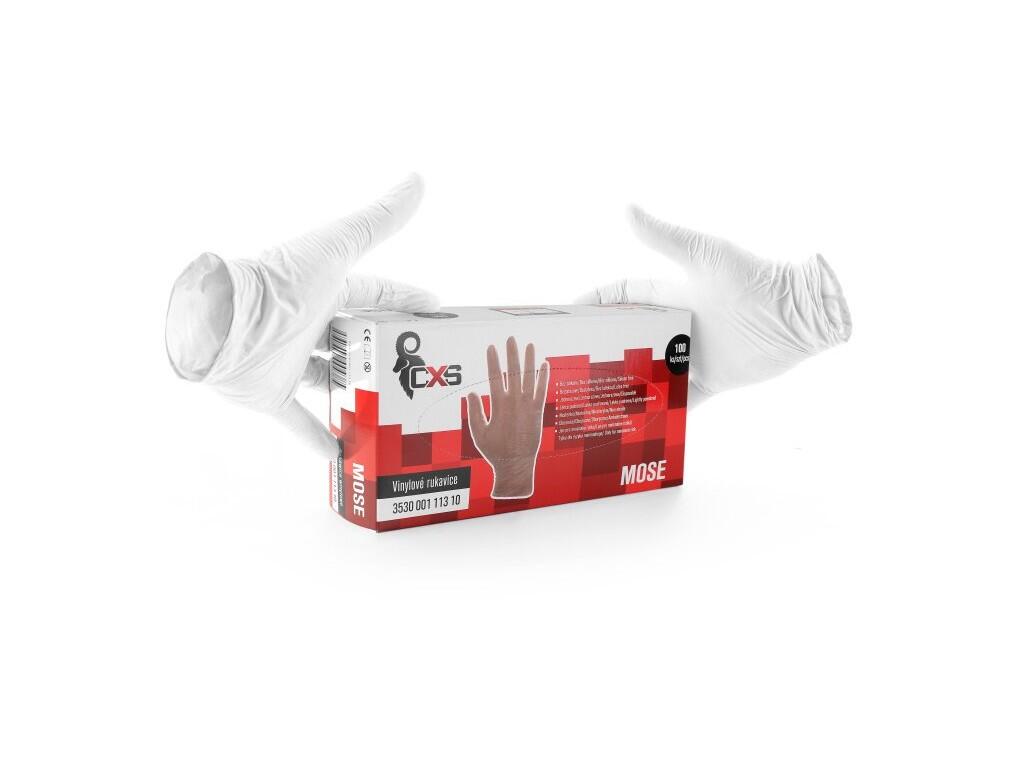 Rukavice MOSE, jednorázové, vinylové, čiré, vel. 08 b1/10 - CN-3530-001-113-08