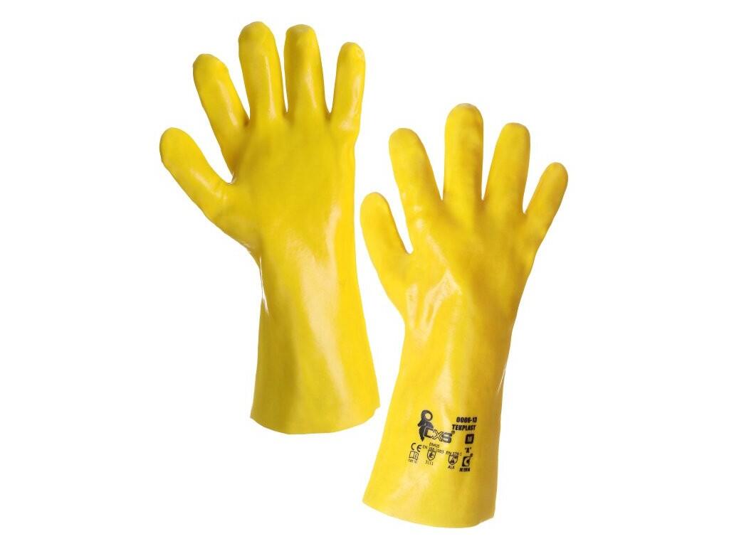 Rukavice TEKPLAST, kyselinovzdorné, žluté, vel. 10 b1/12/60 - CN-3660-001-150-10