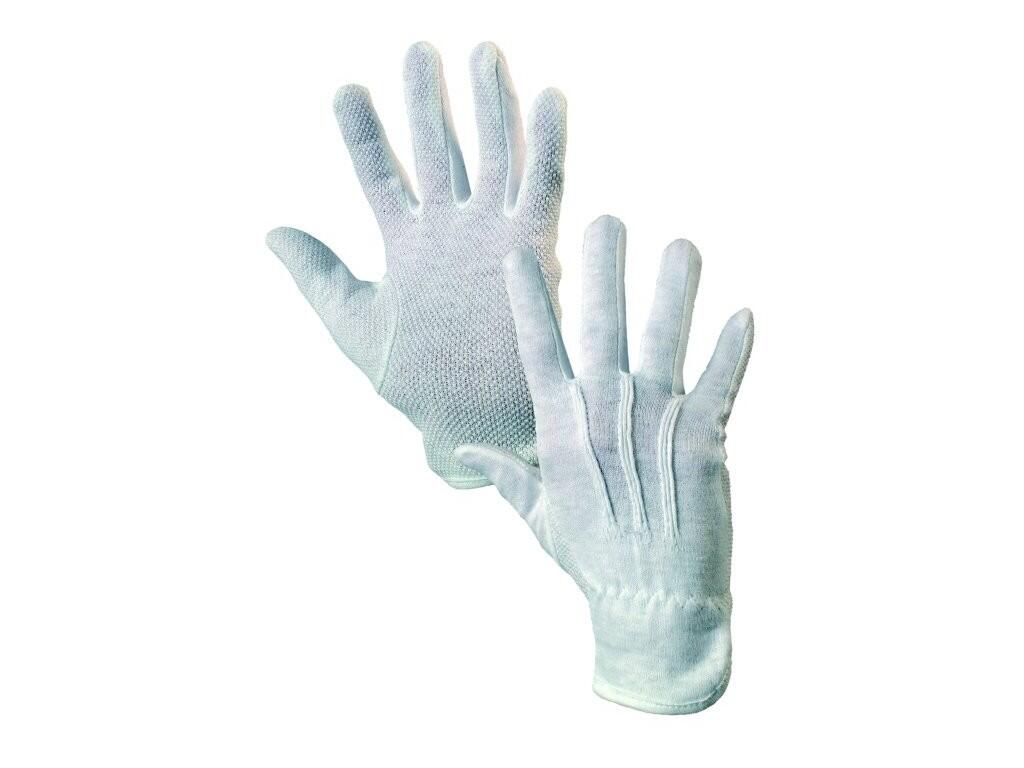 Rukavice MAWA, textilní, s PVC terčíky, bílé, vel. 07 b1/12/600 - CN-3310-002-100-07