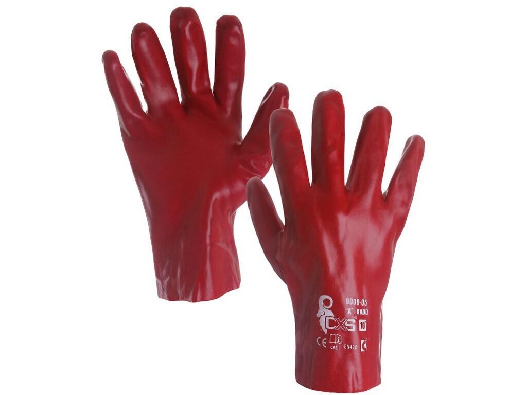 Rukavice KADO, máčené v PVC, červené, vel. 10 - CN-3430-001-250-10
