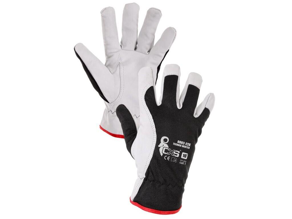Rukavice TECHNIK WINTER, zimní, kombinované, černo-bílé, vel. 10 b1/120 - CN-3700-009-801-10