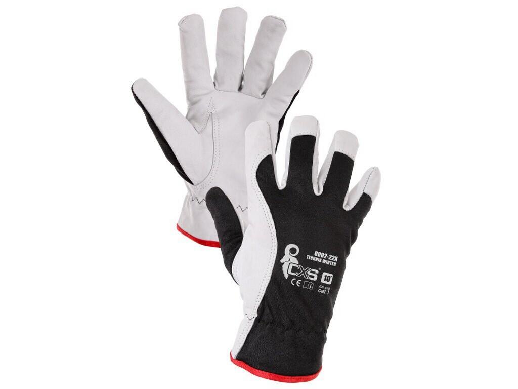 Rukavice TECHNIK WINTER, zimní, kombinované, černo-bílé, vel. 10 b1/120 - CN-3700-009-801-10