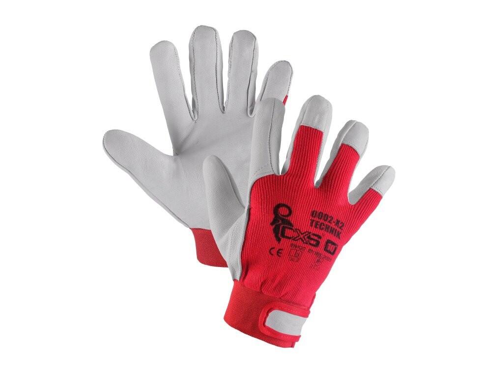 Rukavice TECHNIK, kombinované, červeno-bílé, vel. 07 b1/12/240 - CN-3210-010-251-07