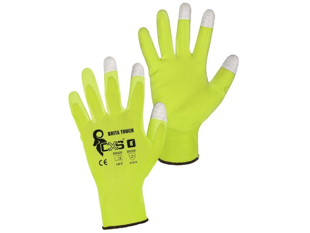Rukavice BRITA TOUCH, máčené v PU, blistr, vel. 9 - CN-3440-049-166-09