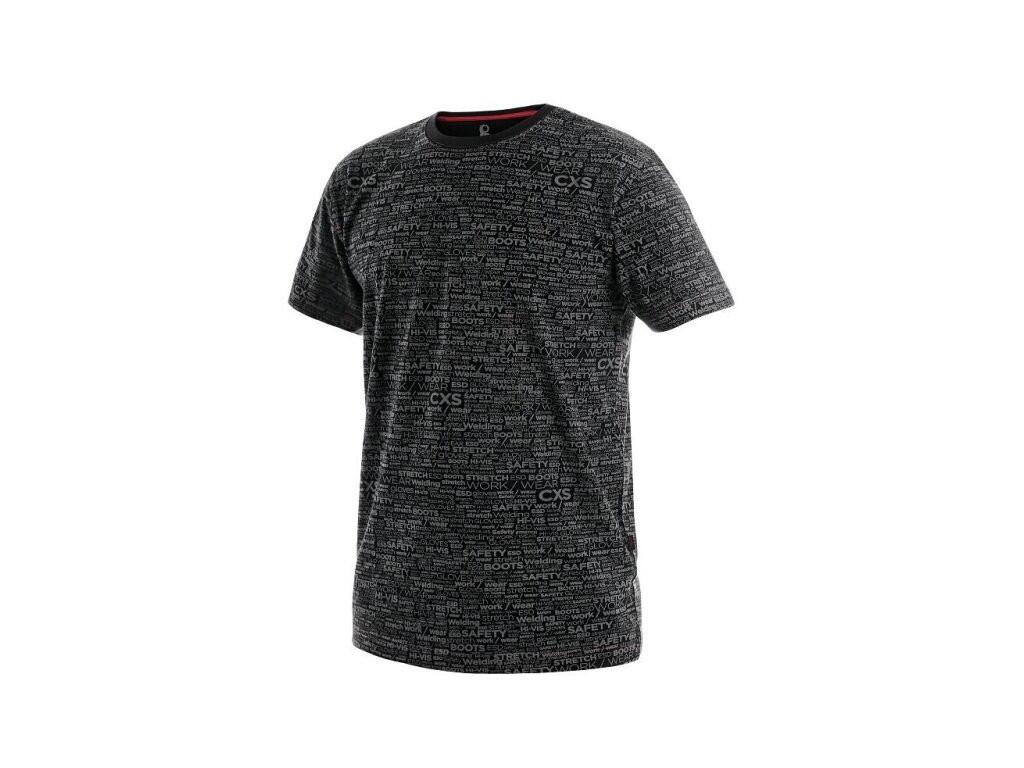 Tričko DARREN, krátký rukáv, potisk CXS logo, černé, vel. 3XL b1/60 - CN-1610-200-800-97